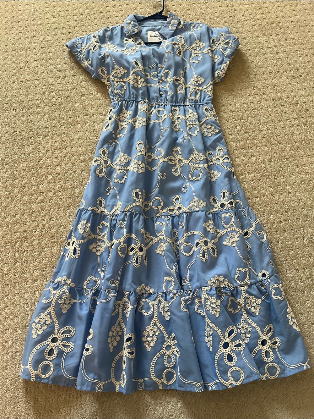 Sam Edelman Light Blue Eyelet Tiered Dress